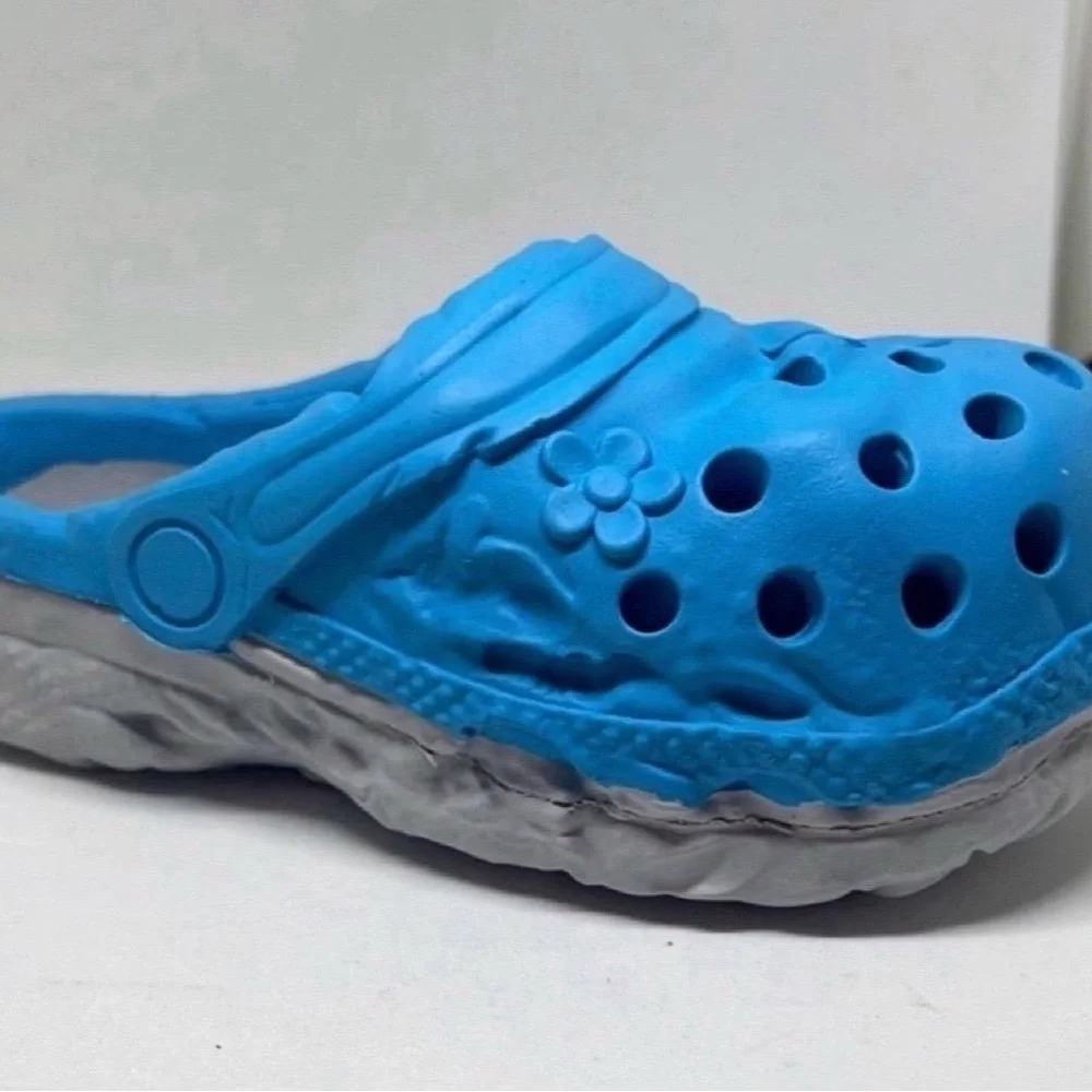 Large Blue‎ Natural Rubber Dog Chew Toy Slipper | 6x3 in | Treat Dispenser